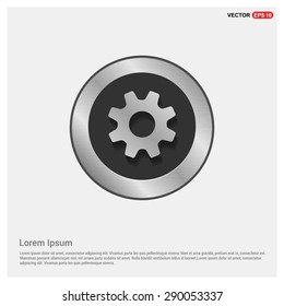 cog wheel gear setting icon - abstract logo type icon - Realistic Silver metal button abstract background. Vector illustration
