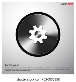 cog wheel gear setting icon - abstract logo type icon - abstract steel metal button background. Vector illustration