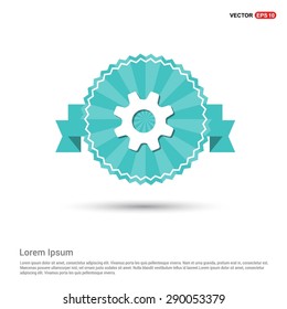cog wheel gear setting icon - abstract logo type icon - Retro vintage badge and label turquoise background. Vector illustration