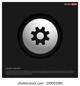 cog wheel gear setting icon - abstract logo type icon - Realistic Silver metal button abstract black background. Vector illustration