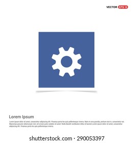cog wheel gear setting icon - abstract logo type icon - blue sticker background. Vector illustration