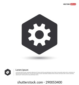 cog wheel gear setting icon - abstract logo type icon - hexagon black background. Vector illustration