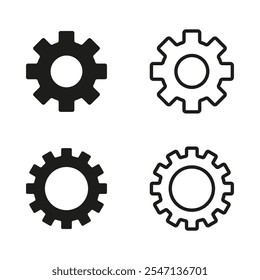 Cog wheel icon. Cogwheel machinery sign vector icon. Repair work sign isolated on white background. Linear mechanical cogwheel symbol.