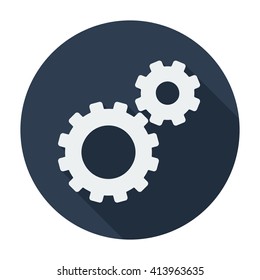 Cog Wheel Icon Flat Sign/symbol/sticker. For Settings Mobile User Interface