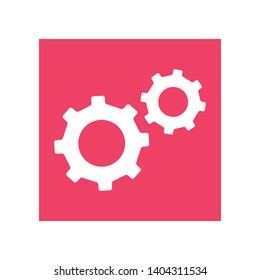 Cog Wheel Icon in a Geometric Shape