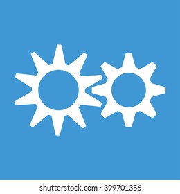 Cog Wheel icon on blue background.