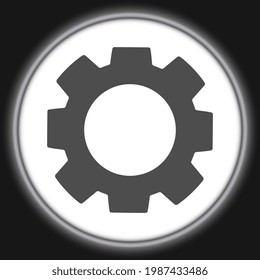 Cog wheel icon. Symbol of settings or gear. Outline modern design grey button