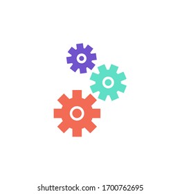 diseño de estilo plano de ilustración vectorial de icono de ruedas de cog. aislado sobre fondo blanco