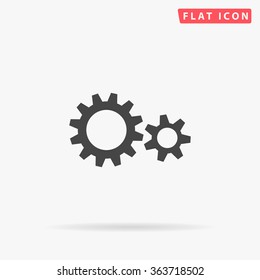 Cog Wheel Icon Vector. Simple Flat Symbol. Perfect Black Pictogram Illustration On White Background.