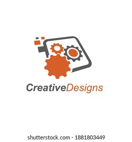 Plantilla de icono del logotipo de la rueda de Cog, Logo de los engranajes mecánicos, símbolo cuadrado de configuración, Ilustración del vector.