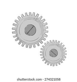 Cog Wheel Mechanical Detail Part Sketch Isolated Vector Illustration