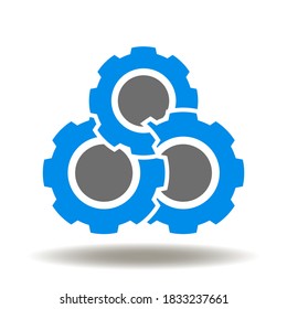 Vector de icono del mecanismo de la rueda de Cog. Industria, Ingeniería, Símbolo de servicio. Ilustración del proceso de engranajes. Gestión, Tecnología, Logo de automatización.