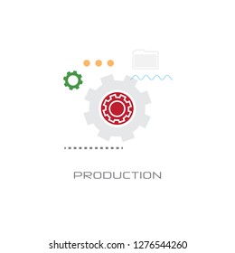 cog wheel production business industry process concept flat style isolated
