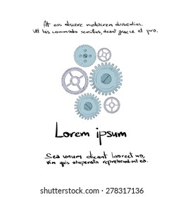 Cog Wheel Set Hand Draw Color Icon Vector Illustration