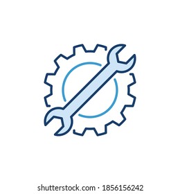 Cog Wheel with Spanner creative icon - vector Settings concept symbol or logo element