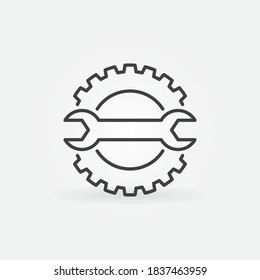 Cog Wheel with Spanner line icon. Configuration vector concept outline sign