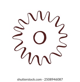 Cog wheel, steampunk vintage drawing. Circular cogwheel, gear, industrial mechanism. Mechanical tool, part, engineering element. Contoured hand-drawn vector illustration isolated on white background