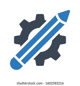 cog wheel vector glyph color icon 