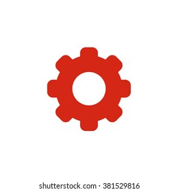 Cog wheel. Vector icon red
