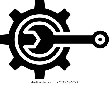 Cog wheel Wrench solid and glyph vector illustration