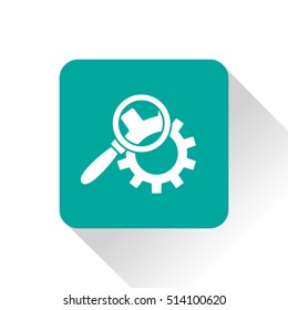 Cog wheels inspection flat icon. Configuration vector illustration
