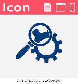Cog wheels inspection flat icon. Configuration vector illustration