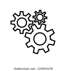 Cog wheels vector icon set. Mechanism elements. Technology engineering concept sign. Flat simple line design illustration.