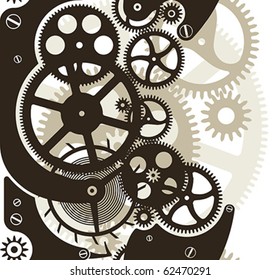 Cog wheels work. Vector pattern seamless by vertical.