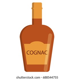 Cognac bottle alcoholic beverage flat icon, vector sign, colorful pictogram isolated on white. Symbol, logo illustration. Flat style design