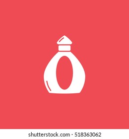 Cognac Bottle Flat Icon On Red Background