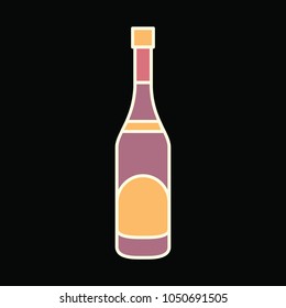 Cognac bottle icon. Cartoon Cognac bottle vector icon for web design isolated on black background