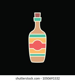 Cognac bottle icon. Cartoon Cognac bottle vector icon for web design isolated on black background