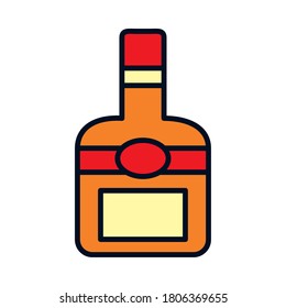 cognac bottle icon over white background, line and fill style, vector illustration