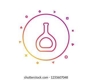 Cognac bottle line icon. Brandy alcohol sign. Gradient pattern line button. Cognac bottle icon design. Geometric shapes. Vector