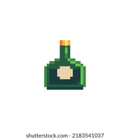Cognac Bottles Icon. Knitted Design.  Isolated Vector Illustration. Pixel Art Style. 8-bit Sprite. Old School Computer Graphic Style.