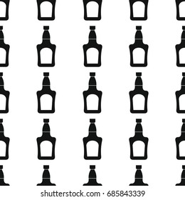 Cognac bottles seamless pattern vector illustration background. Black silhouette alcohol stylish texture.  