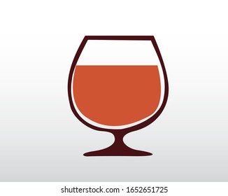 Cognac or Brandy Glass, Alcoholic Drink - Vector Illustration Isolated Icon