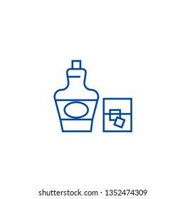 Cognac, brandy line icon concept. Cognac, brandy flat  vector symbol, sign, outline illustration.