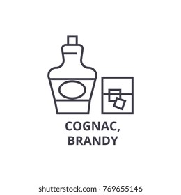 cognac, brandy line icon, outline sign, linear symbol, vector, flat illustration