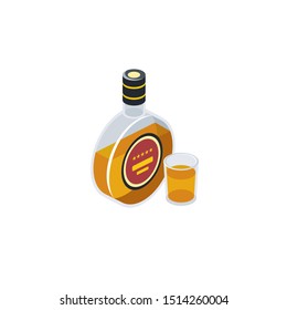 Cognac brandy. Vector 3d isometric, color web icons set, new flat style. Creative illustration design, idea for infographics.