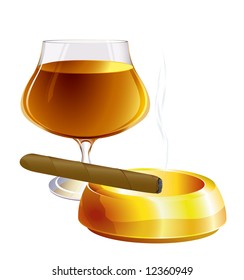 Cognac and cigar. Vector. No blends or gradient meshes used.