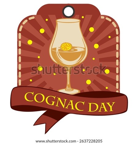 Cognac Day label for festive event, vector illustration