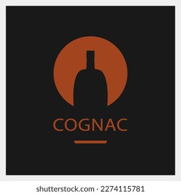 Cognac. Drink Logo. Bottle Icon Template. Vector Illustration