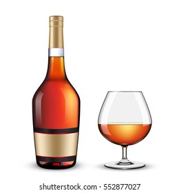 cognac glass and bottle