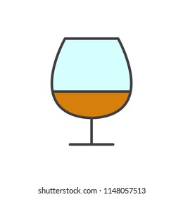 Cognac glass colored line icon.