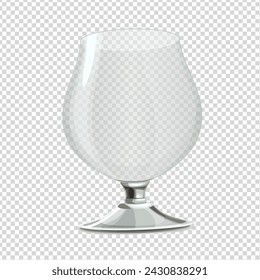 Vaso de coñac vacío en el fondo imitando la transparencia. Imagen producida sin el uso de ningún tipo de software de IA en ninguna etapa