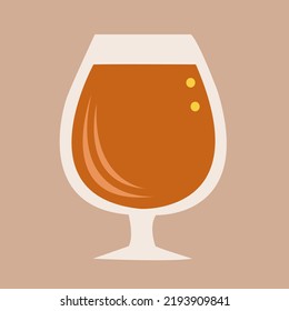 Cognac glass flat vector illustration. Cute cognac glass cartoon vector illustration for graphic design and decorative element