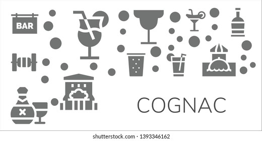 cognac icon set. 11 filled cognac icons.  Collection Of - Bar, Cocktail, Bars, Drink, Rum