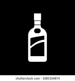 Cognac icon. Silhouette Cognac alcohol bottle vector icon for web design isolated on black background