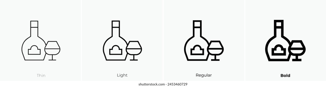 cognac icon. Thin, Light Regular And Bold style design isolated on white background